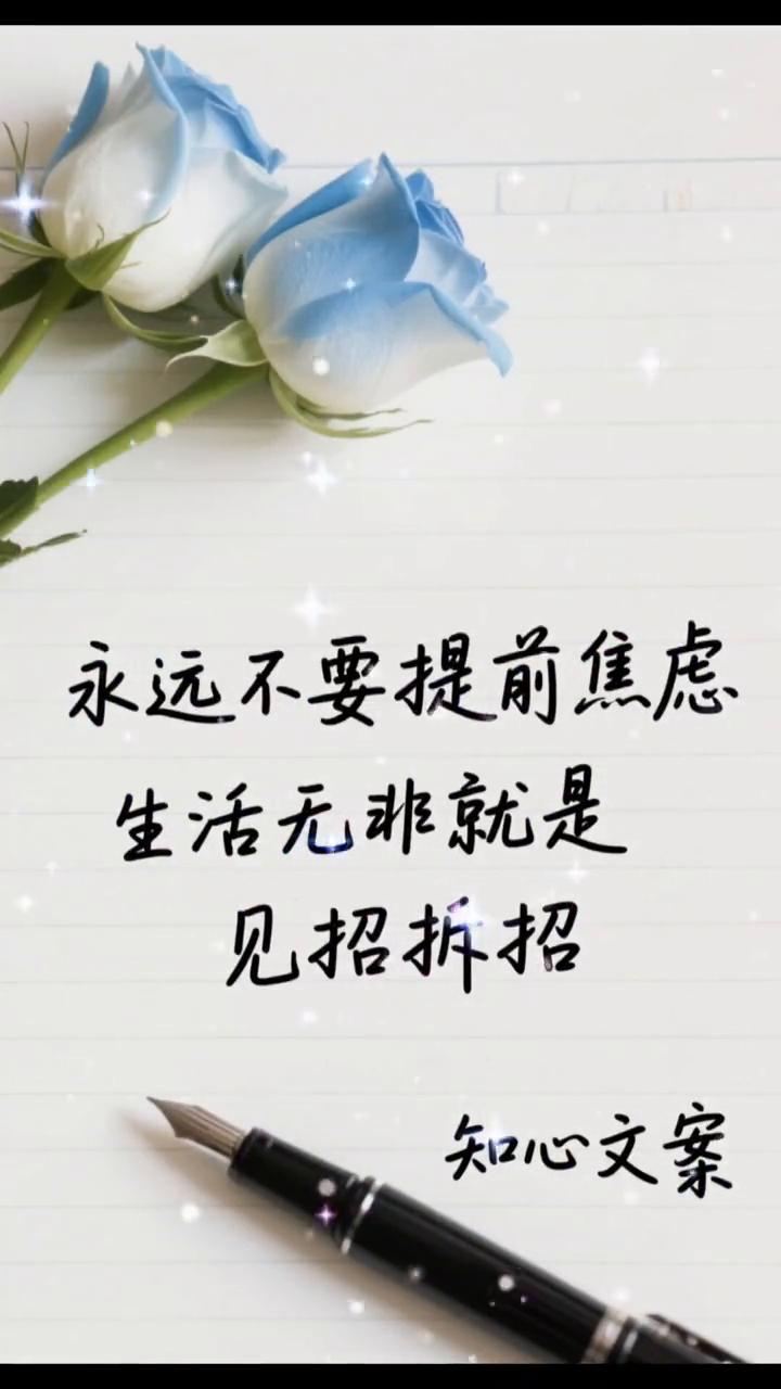永远不要提前焦虑，生活无非就是见招拆招。知心文案。