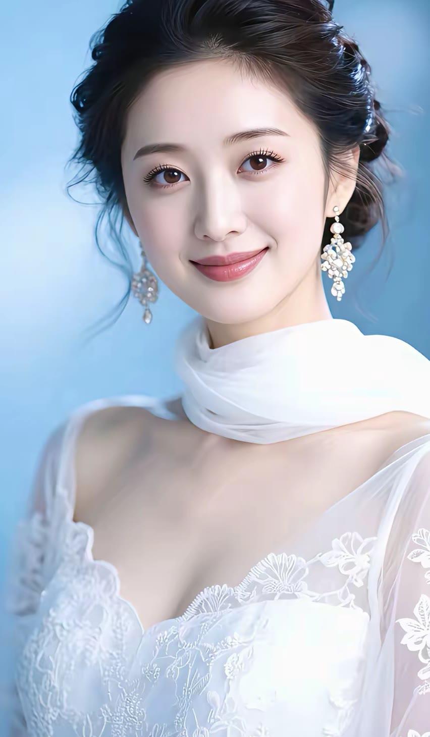 优雅白纱，梦幻婚纱照，甜美笑容，幸福时刻定格