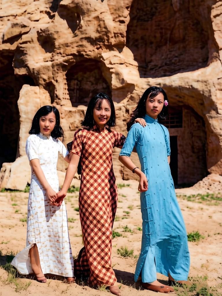 1930年代的某天，三名年轻的大同姑娘一同来云冈石窟游玩，在古老的洞窟前，她们亲