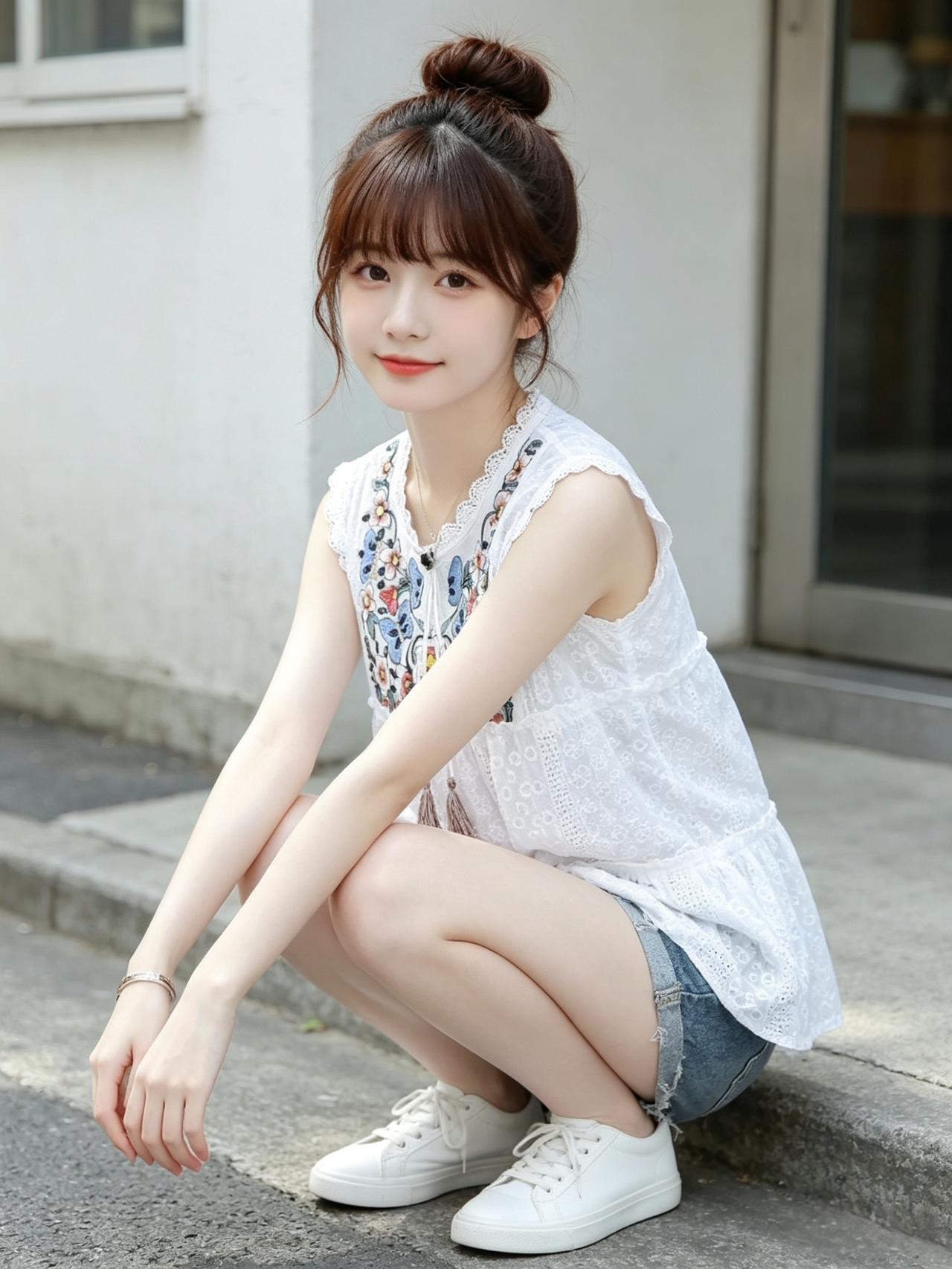 元气少女蹲街拍，清新夏日穿搭指南🌞👗👟女生如何拍出知性的照片街拍女生穿搭