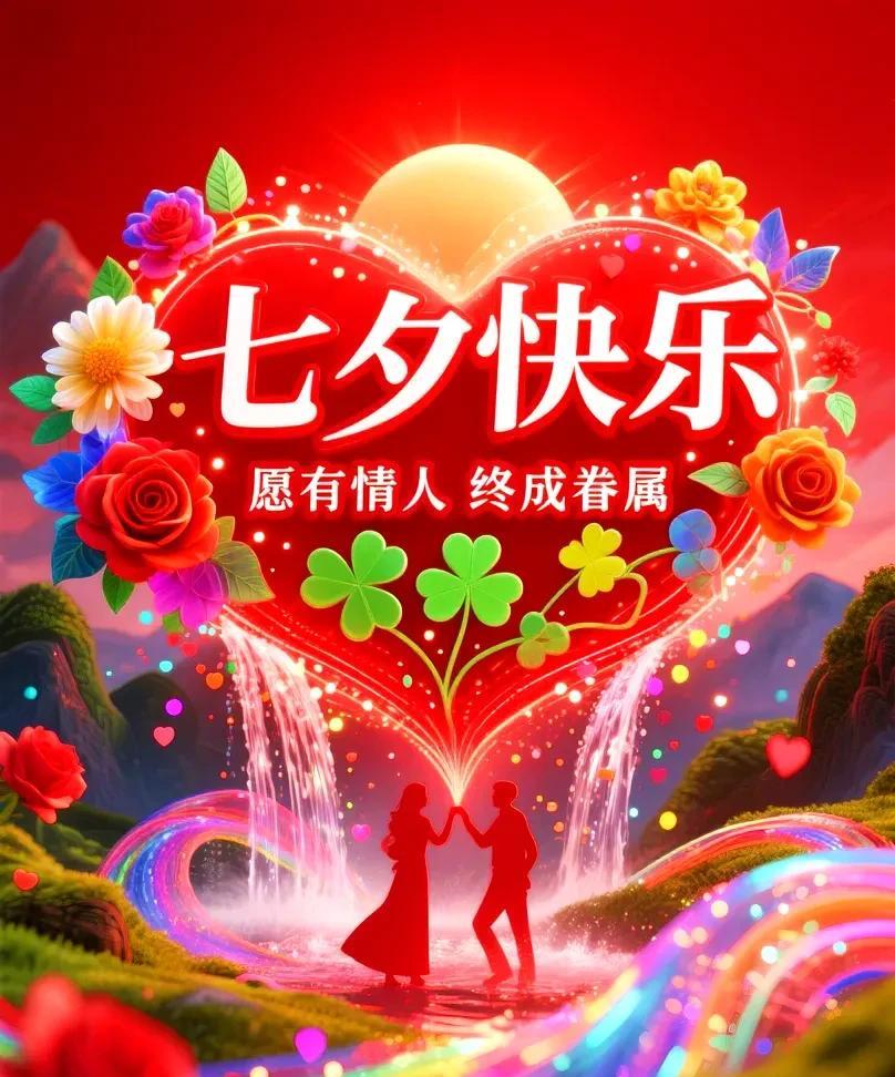 [比心]七夕快乐[比心]千里鹊桥情意浓，一年一度诉情衷。七夕星河映长夜，牛郎