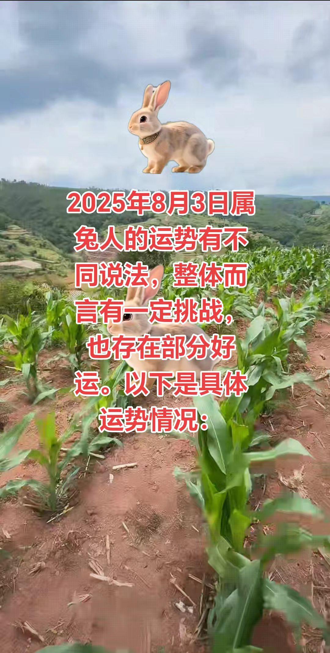 2025年8月3日属兔人的运势