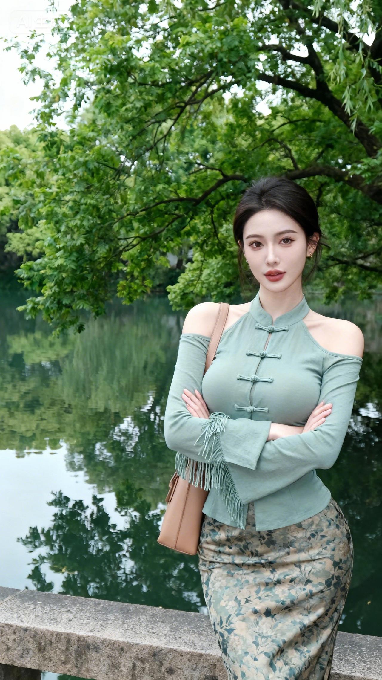 在绿意盎然的湖畔，感受宁静与优雅的气质。有哪个美女是让你一见钟情的人活一辈子，