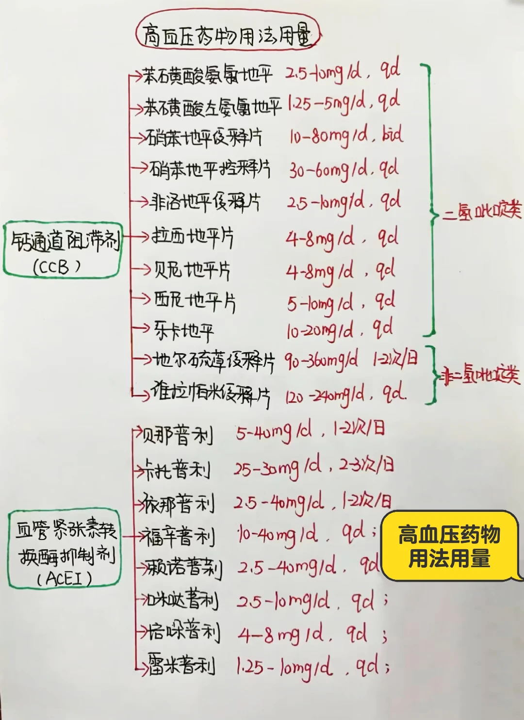 今日学习打卡——高血压药物用法用量