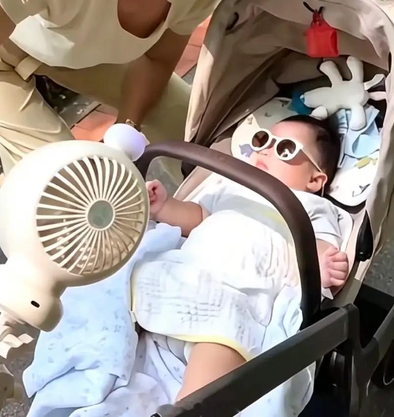 张兰带小孙子晒太阳，小宝贝圆嘟嘟，好可爱！这个孩子是准备在北京生活的，张兰经常去