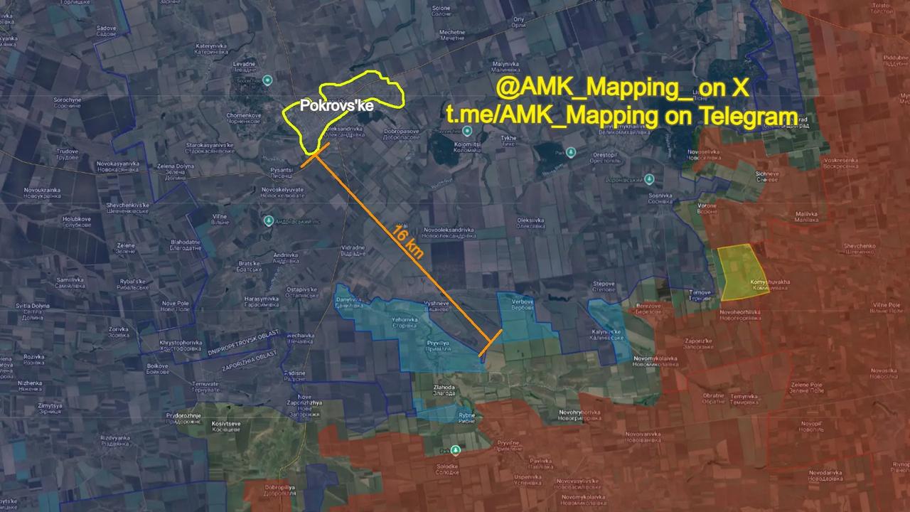 由于乌军反攻行动，目前战线已被推至距离第聂伯罗州波克罗夫斯克16公里以外🇺🇦