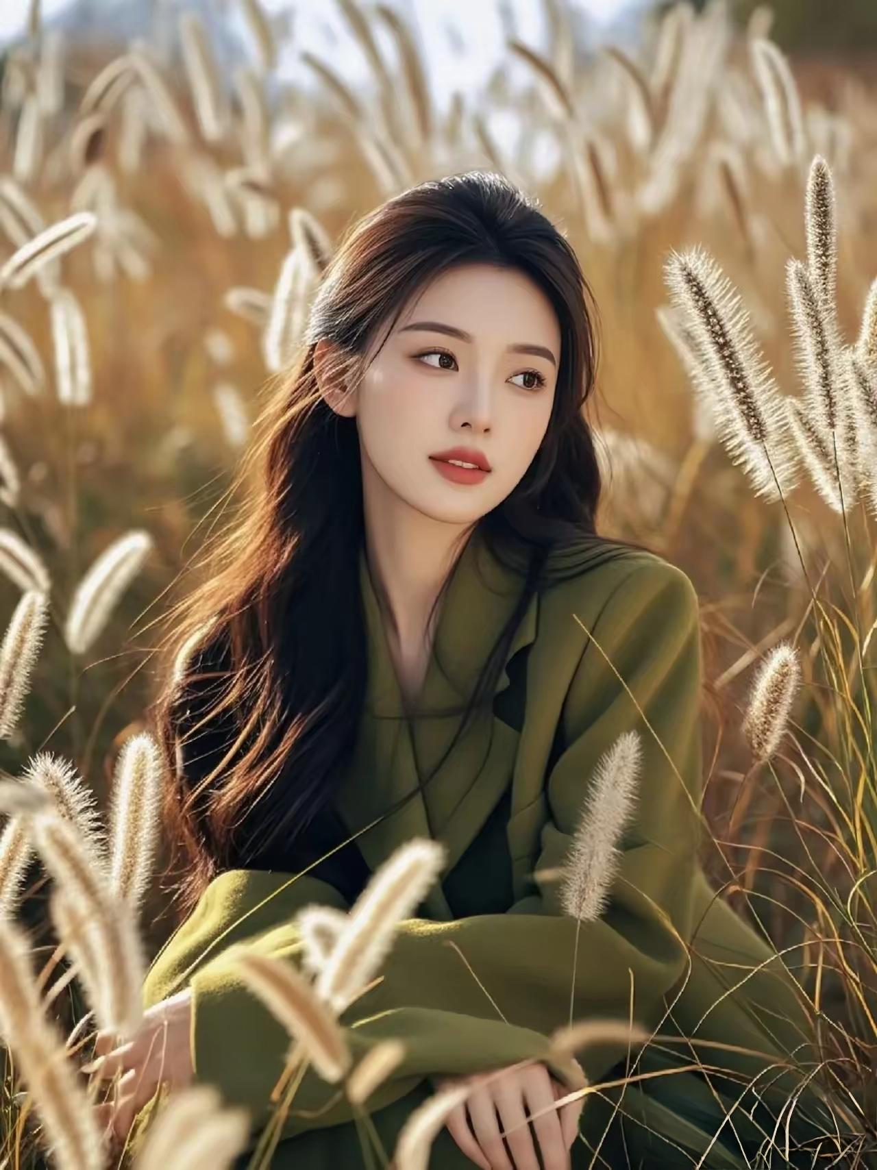 绿衣美人坐，芳草映清辉。