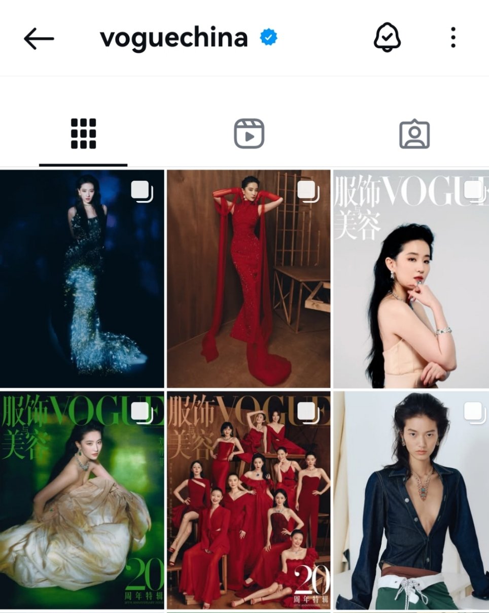 VOGUE更新ins满屏刘亦菲VOGUE更新ins刘亦菲封面VOGUEChin
