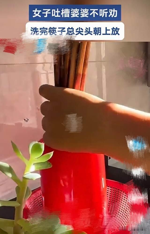 河南郑州，女子嫌婆婆放筷子的时候，总是筷子尖尖朝上，屡次与婆婆沟通，希望她把筷子