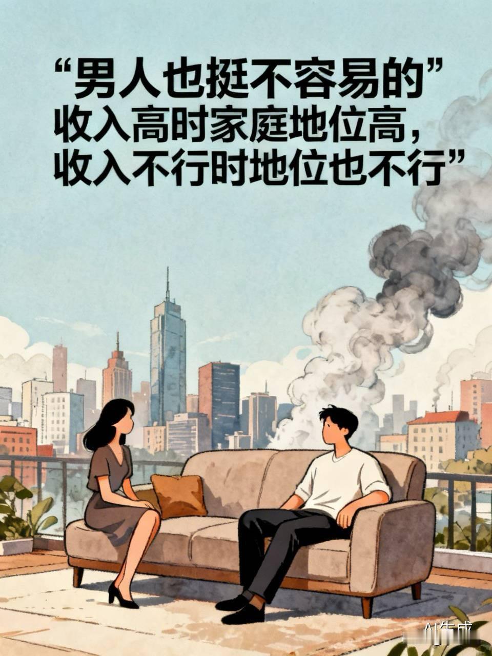 其实男人也挺不容易的。虽然说现在家庭里面，是谁收入高，谁说了算，男人在家庭里面