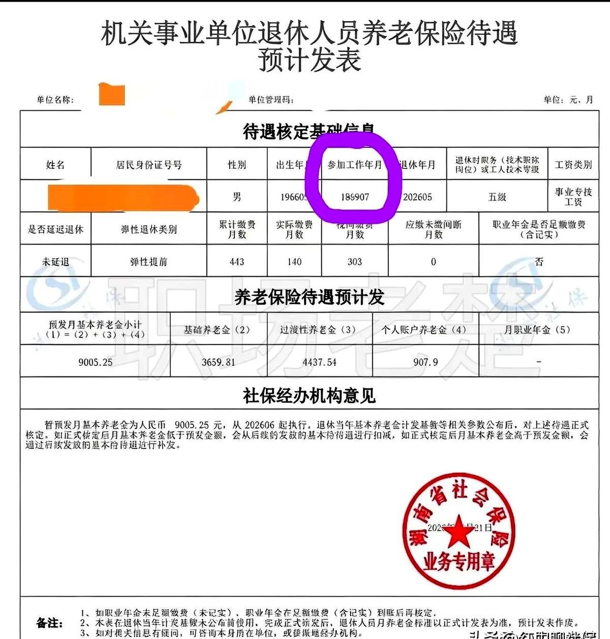 这是网上流传的一张湖南省机关事业单位退休人员养老保险预计发表。一看到这张养老金