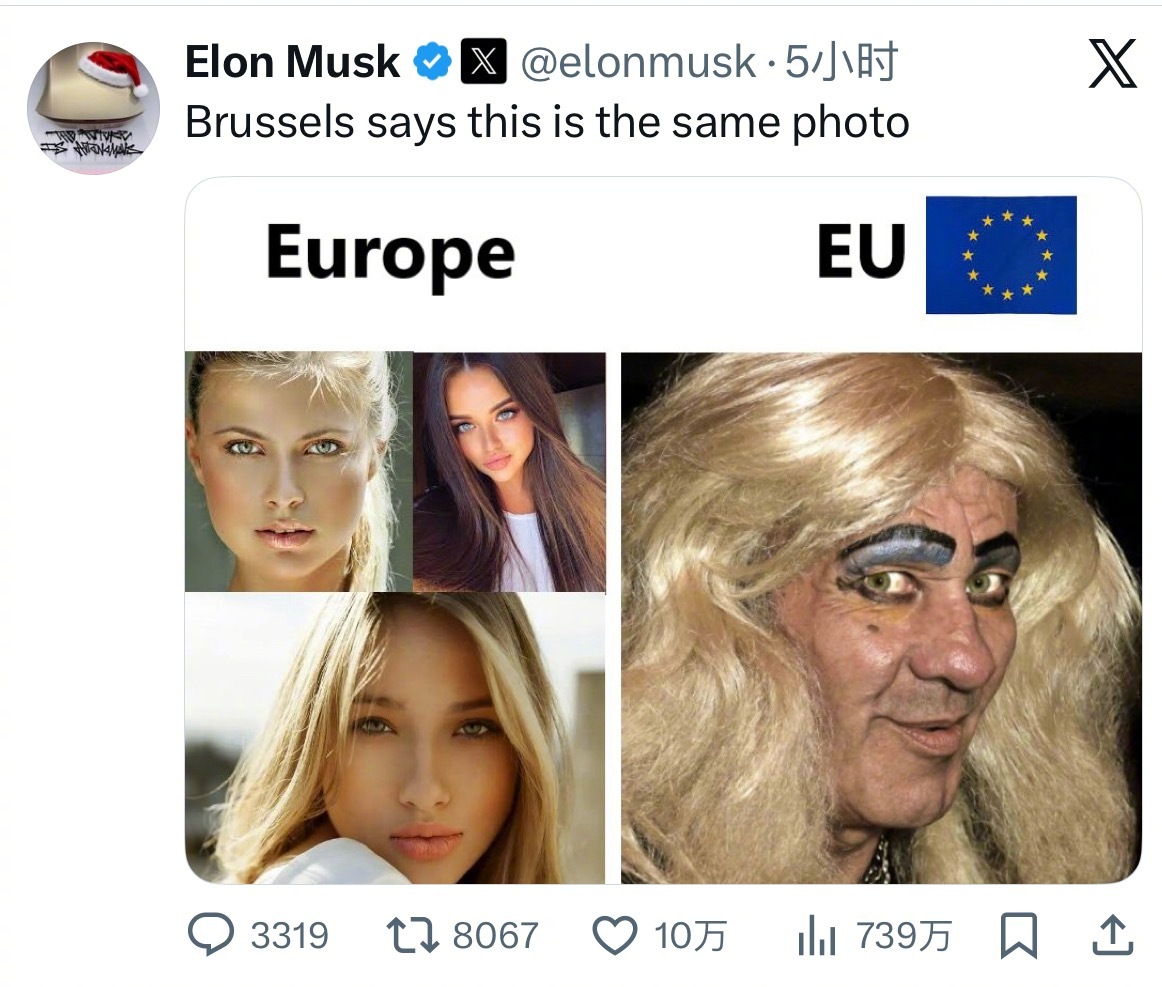 可怕，马斯克开始疯狂乳欧，发了几十条吧得