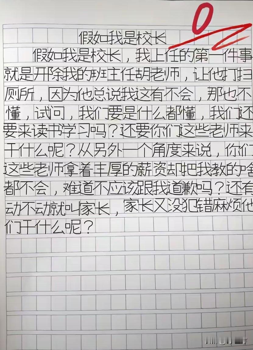 儿子的作文老师怎么给这个0分，没有感觉哪里不对啊。