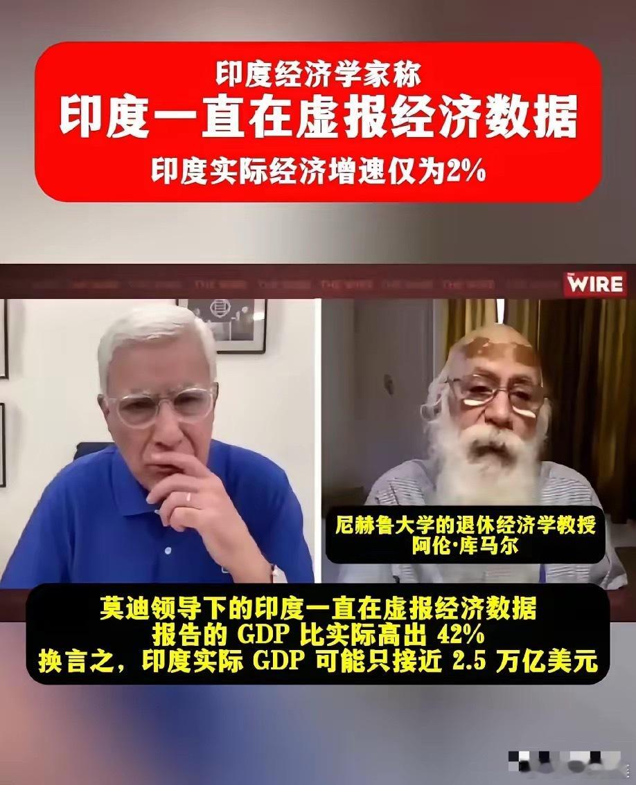 印度经济学家称莫迪一直在虚报印度的经济数据！印度实际GDP只有2.5万亿美元，实