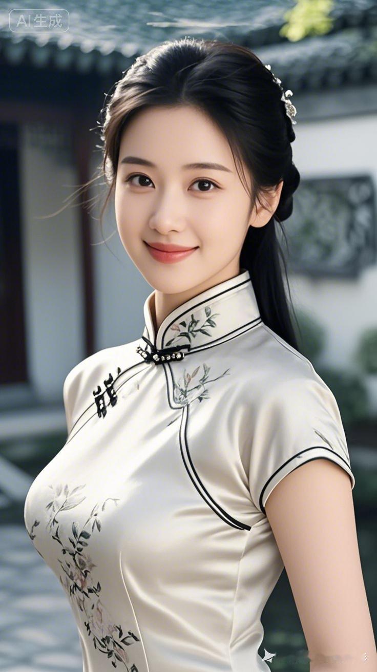 古典美人，温婉优雅，古风旗袍，韵味十足。