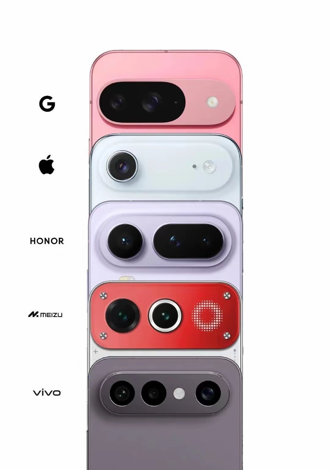 这几款横向镜头Deco你觉哪个好看？个人还是比较喜欢荣耀和魅族的。