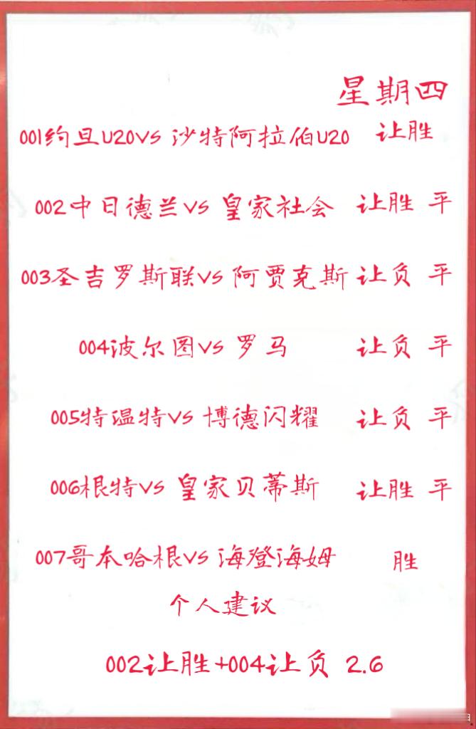 2月13日作业加7场大数据详情001约旦U20VS沙特阿拉伯U20002