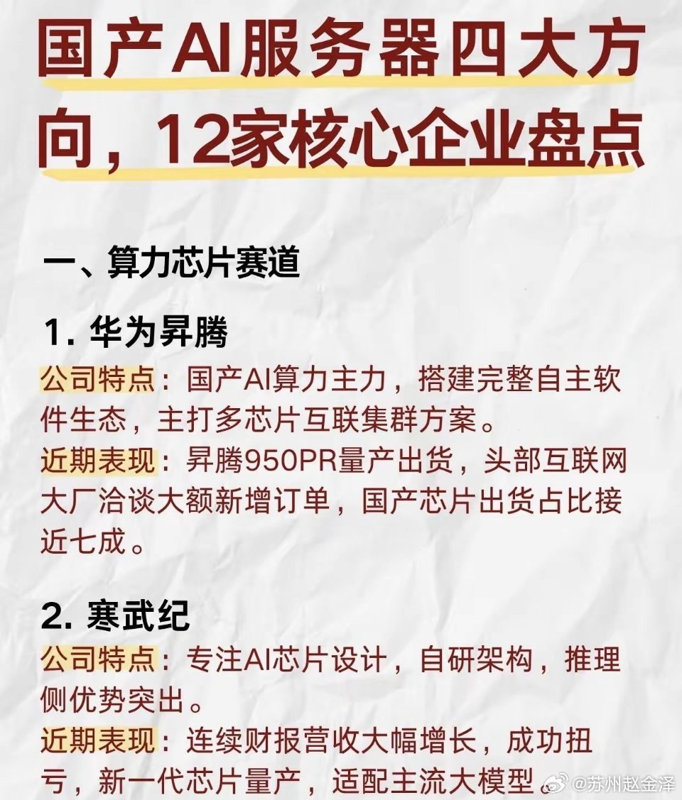 算力持续升温，国产AI服务器四大赛道盘点算力自主化趋势越来越清晰，国产AI服务器