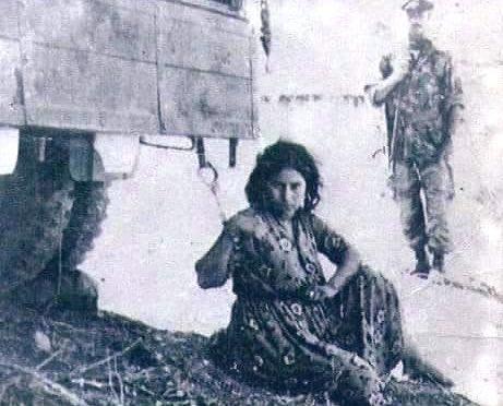 1957年阿尔及利亚照片阿尔及利亚反抗法国占领的战士祖利卡·沙伊布被捕后，被绑在