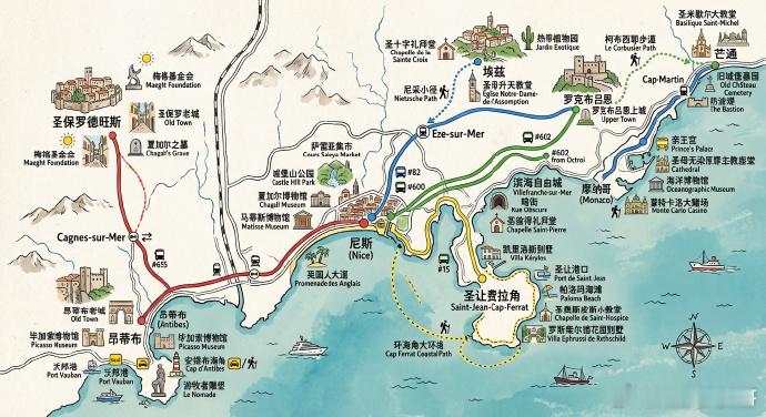 蔚蓝海岸的10个目的地，以尼斯为中心，先收藏为敬。