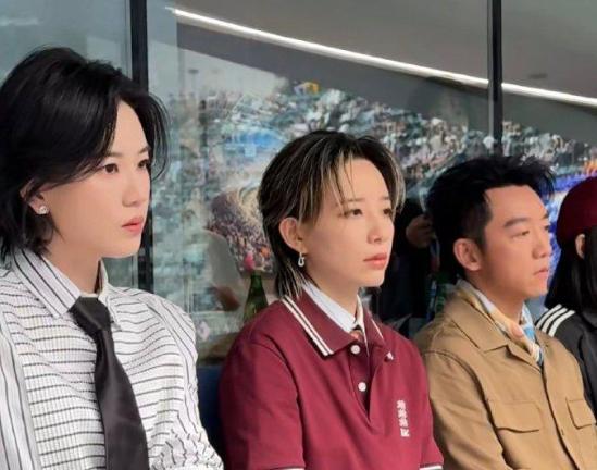 真球迷，不装。 10月11日中网女双决赛，钻石球场看台上，郑恺、李斯丹妮、陆