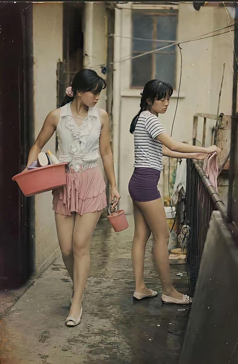 80年代，刚下班的女工