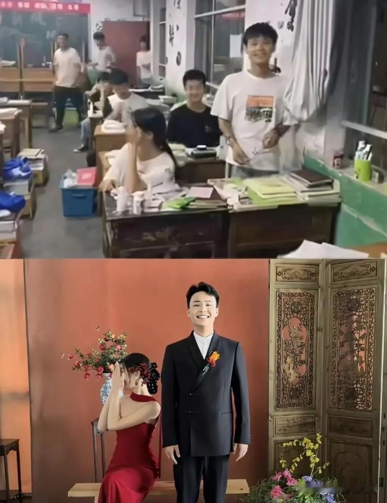 从一而终，恭喜啊，能同桌到结婚。多少人羡慕