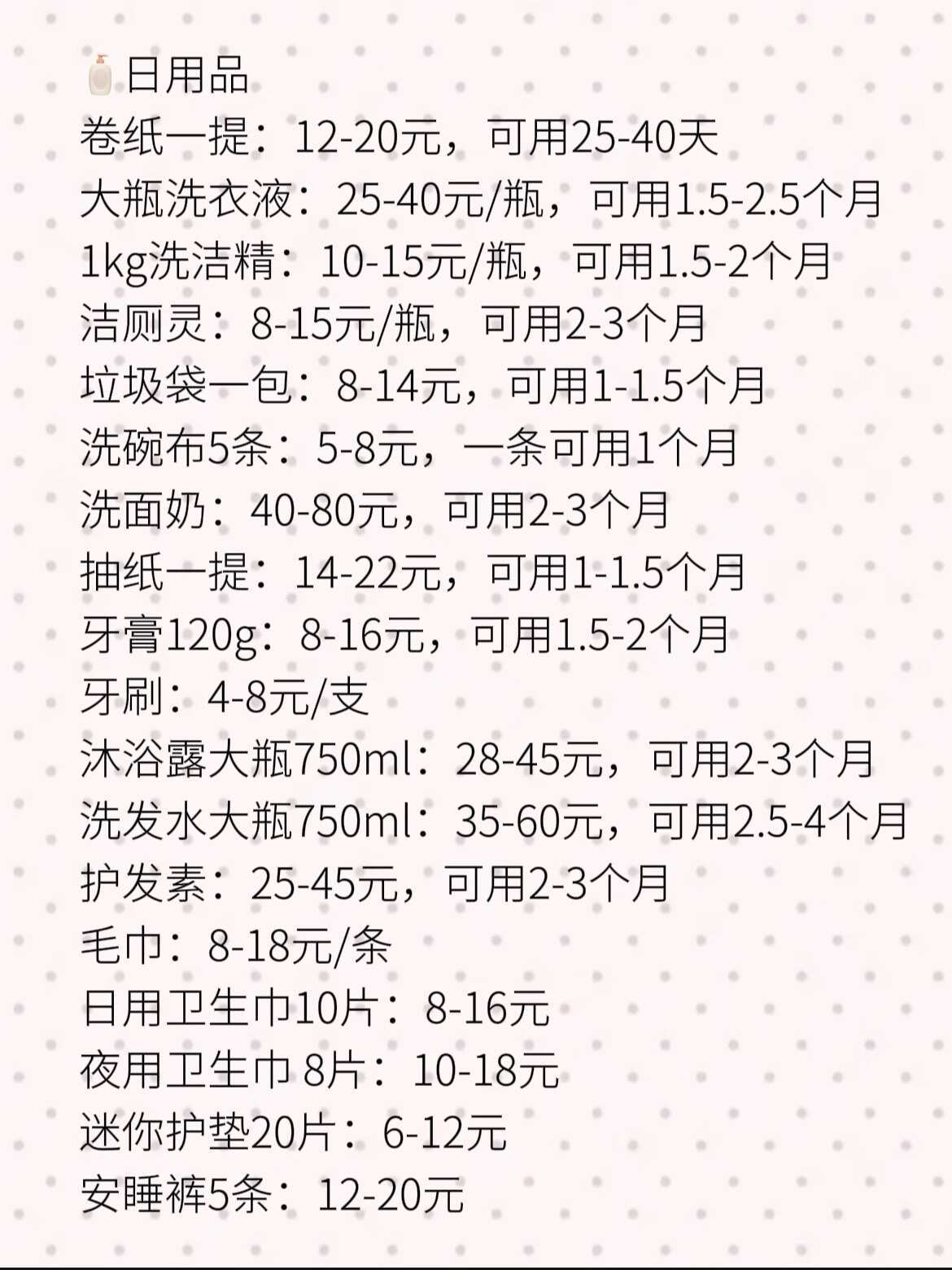 女大/独居女生一定要知道的物价常识‼️