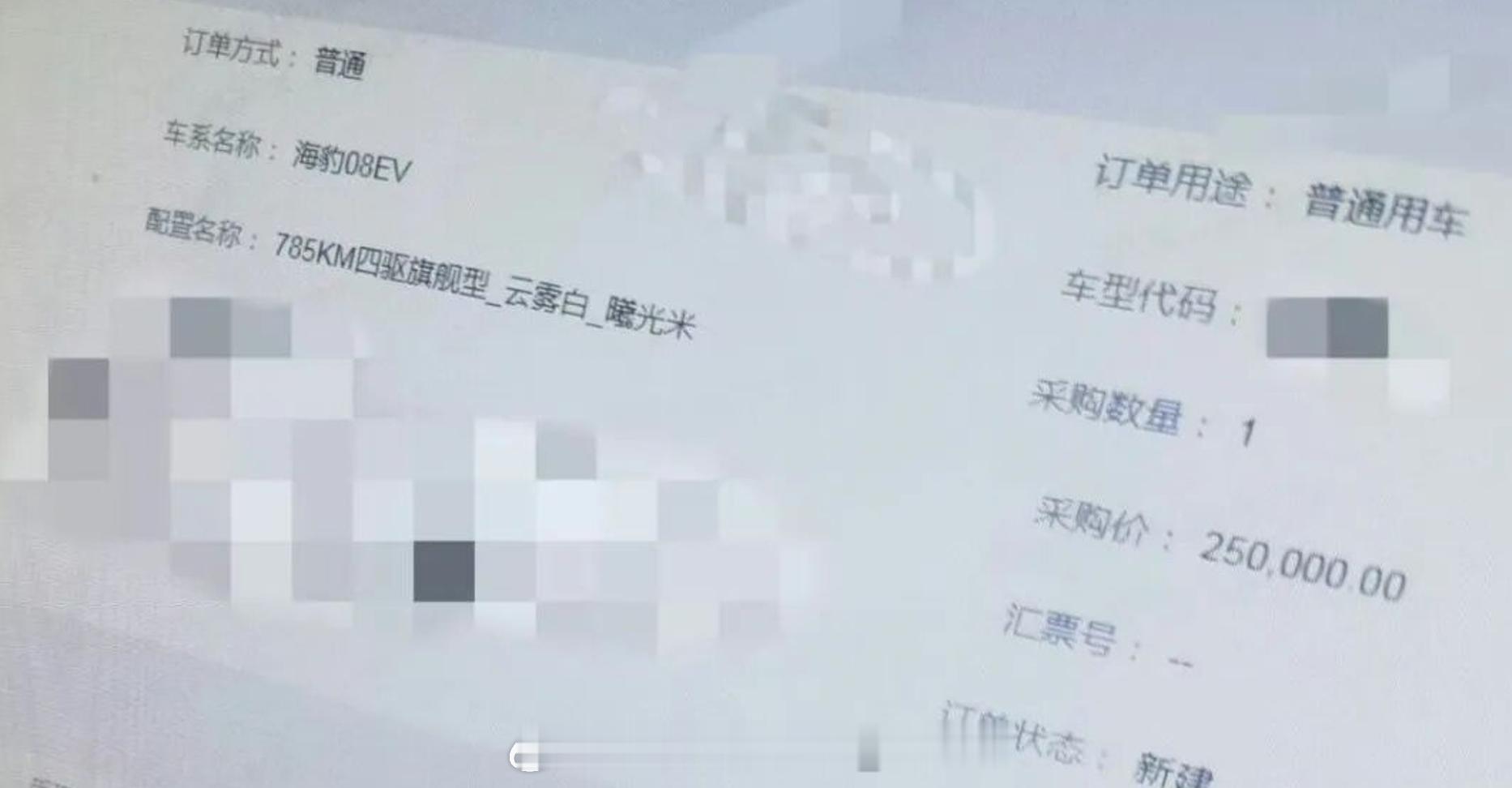 近日，比亚迪海豹08EV扣款曝光，价格为25万左右，785KM四驱旗舰型，低于