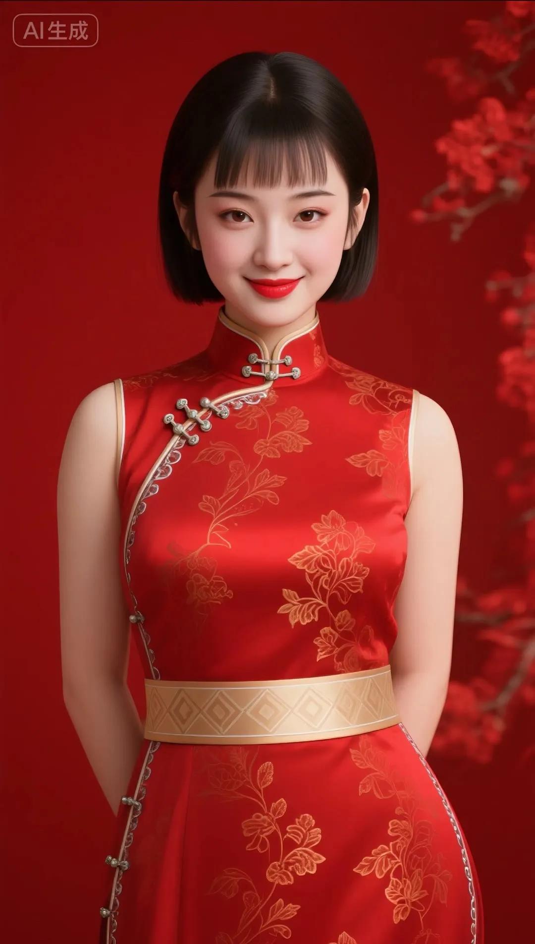 红衣美人，气质如兰，韵味十足！