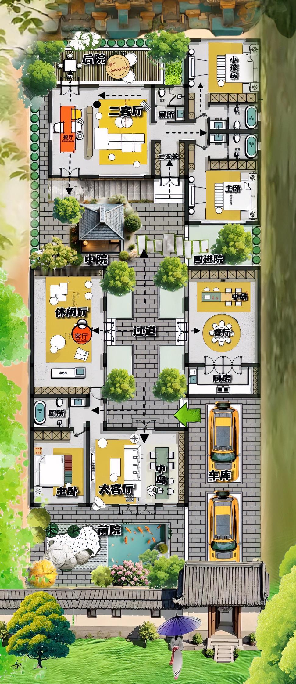 这板正合院，真是一身正气，以老祖宗的眼光和底蕴，546㎡有趣的灵魂，按格局划分，