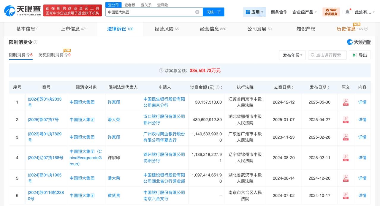 恒大系多家公司已成老赖许家印已多次被限消许家印商业版图起底中国恒大及许家