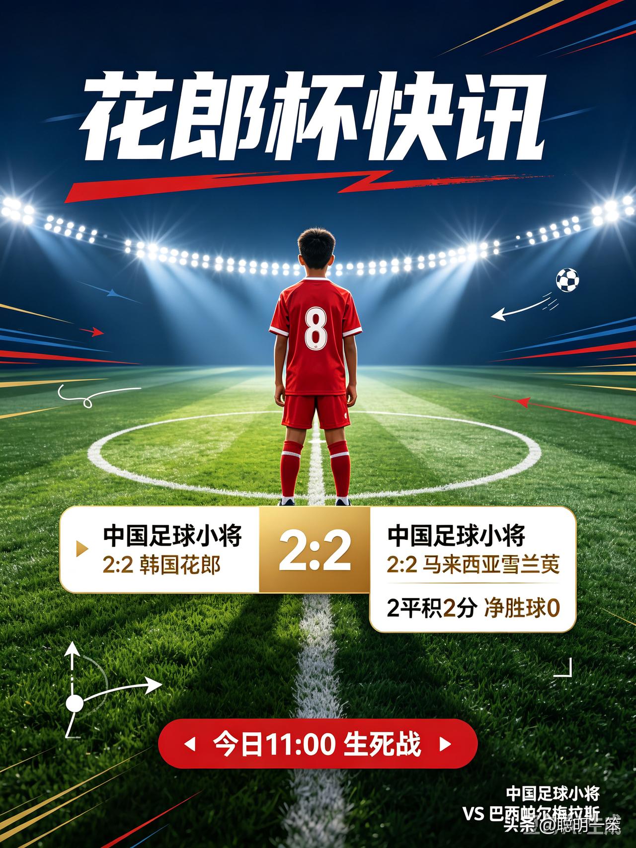 ★花郎杯局势！中国足球小将两度2:2战平，今日迎来出线生死战★花郎杯小组赛