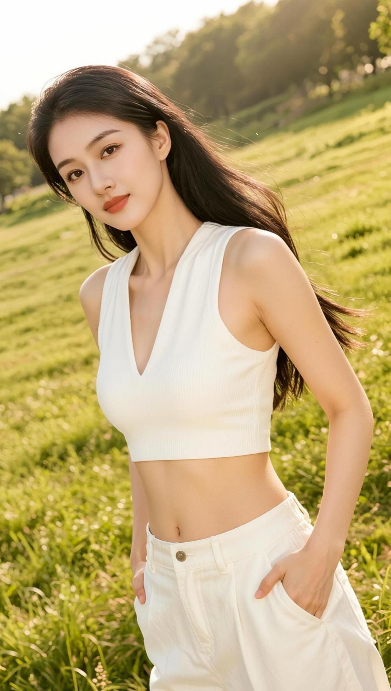 AI绿野唯美写真随变ai随便玩草原拍照优雅气质