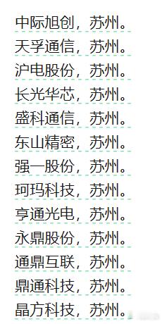 今晚都在说，苏州的高光时刻来了。中际旭创是苏州的，天孚通信是苏州的，沪电股份是苏