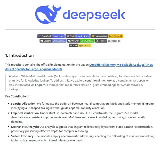 DeepSeek开源Engram, 如何做到推理损失仅3%?