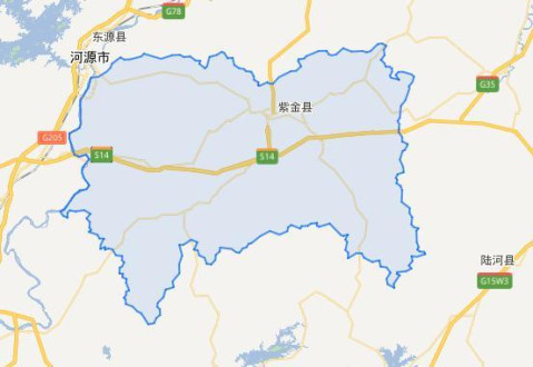 河源紫金县行政地图展示图片