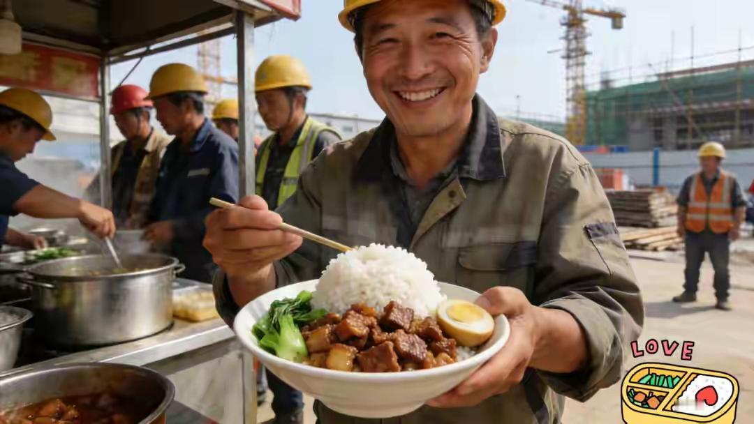宁波工地旁那碗10元卤肉饭，为何让全网破防？揭开摊主与工人间心照不宣的生存默契