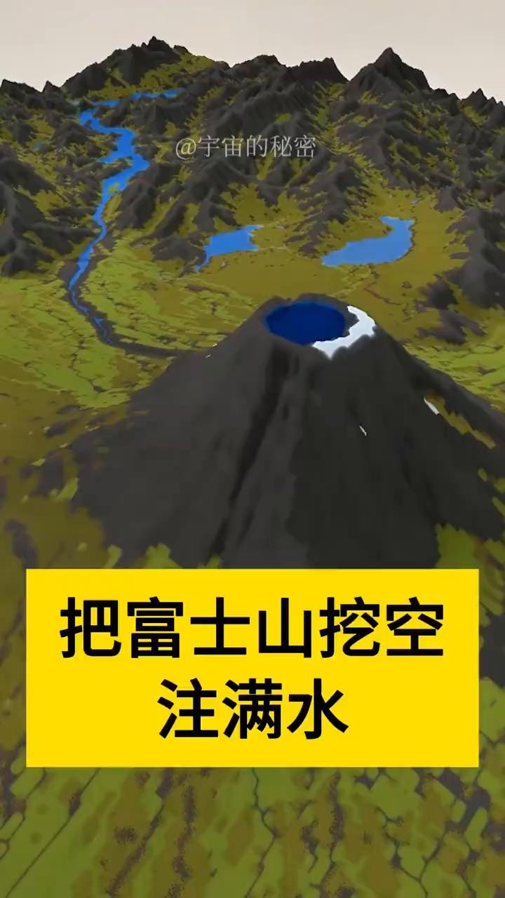 把富士山挖空注满水。宇宙的秘密。把日本富士山从中间挖空然后注入大量的水会怎样
