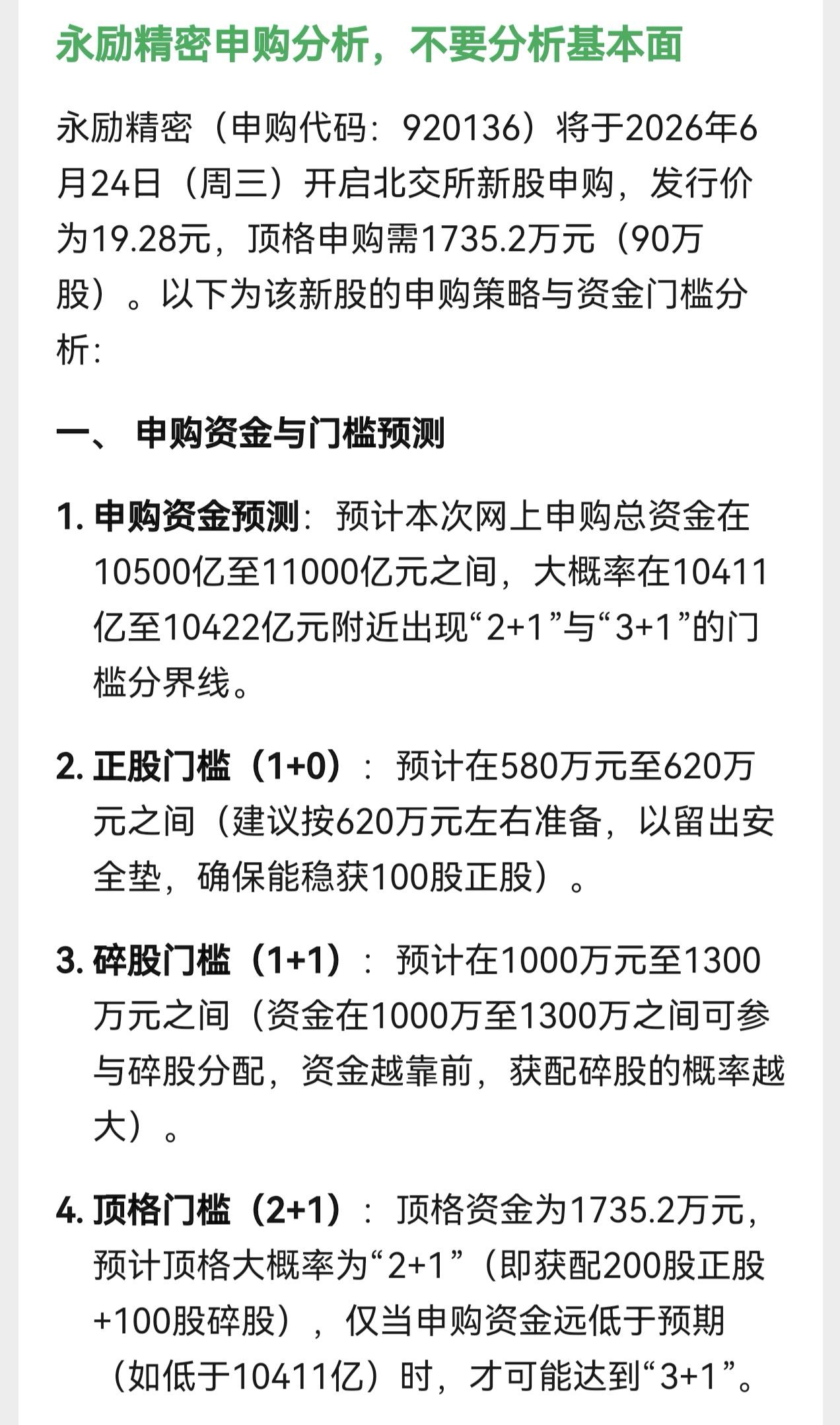 朋友们，北交所新股永励精密开启申购，发行价格为19.28元。按照人工智能的分