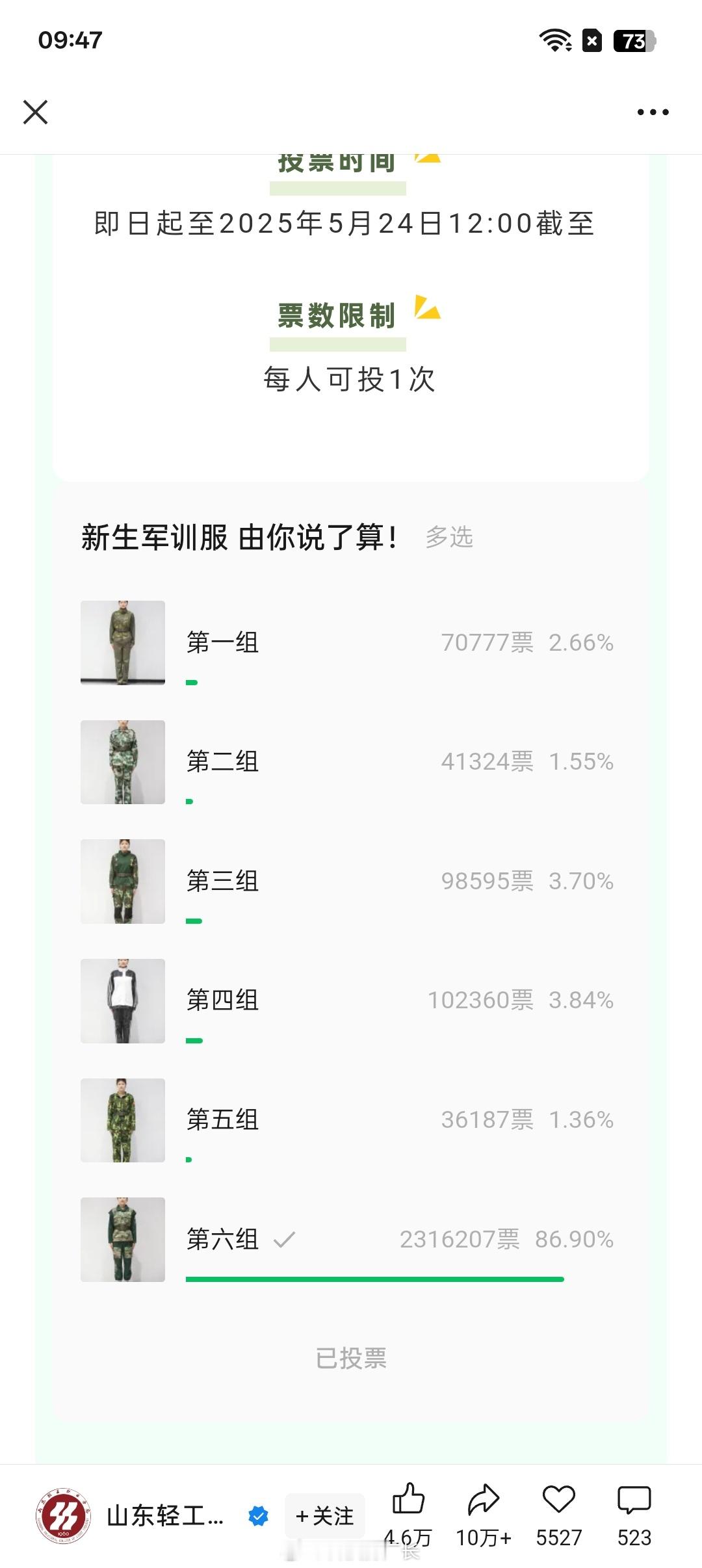 230多万人帮忙选军训服，一定要新生穿上啊[大笑]​​​
