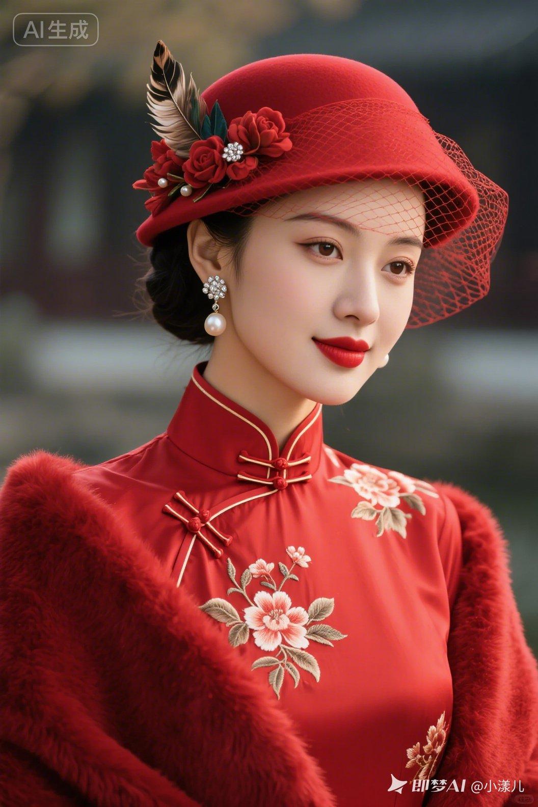 复古旗袍，优雅红妆，韵味十足！