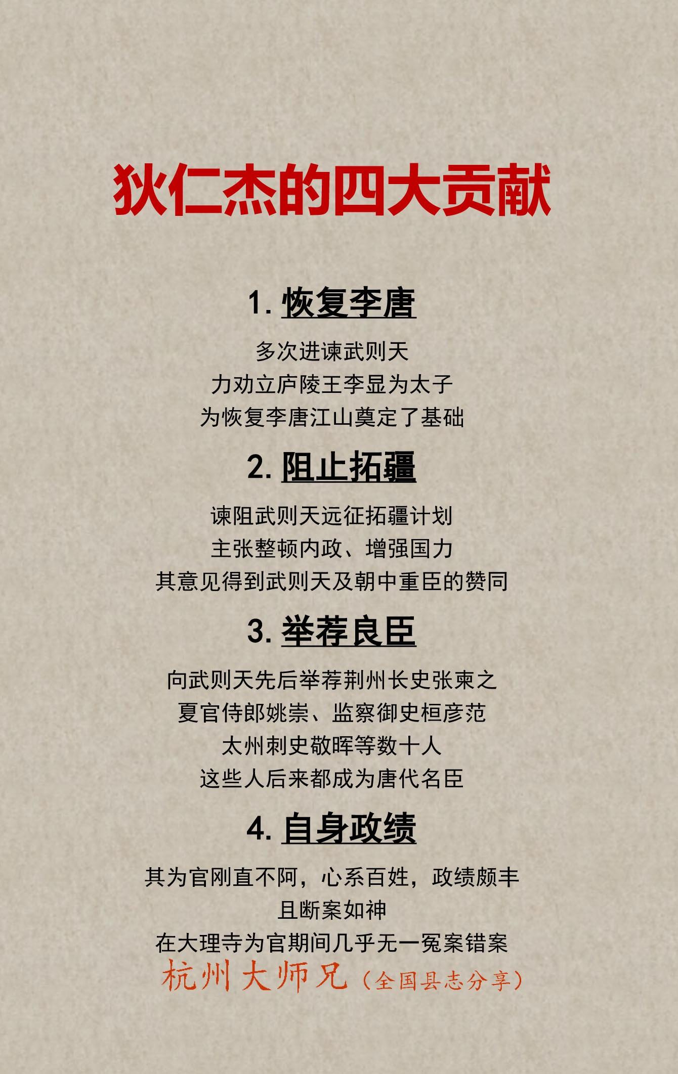 名臣狄仁杰的四大贡献！