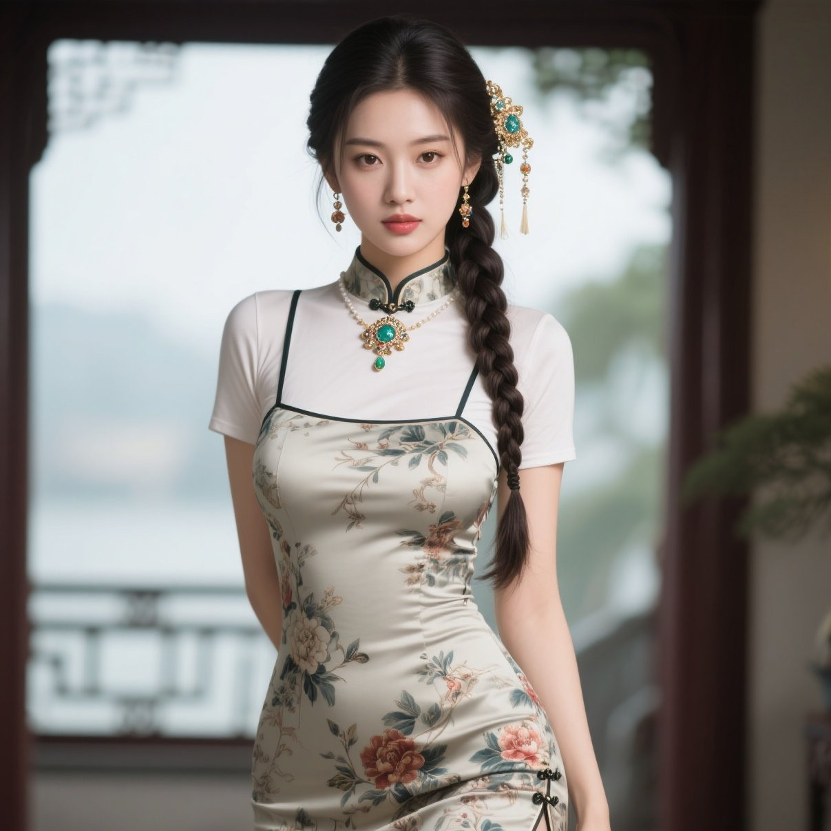 美眉旗袍展风姿，丰腴韵味最入诗
