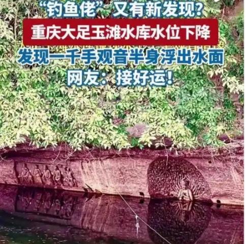 重庆钓友意外“钓”出水中千手观音，半淹水面的奇观，藏着最动人的人间温柔太震