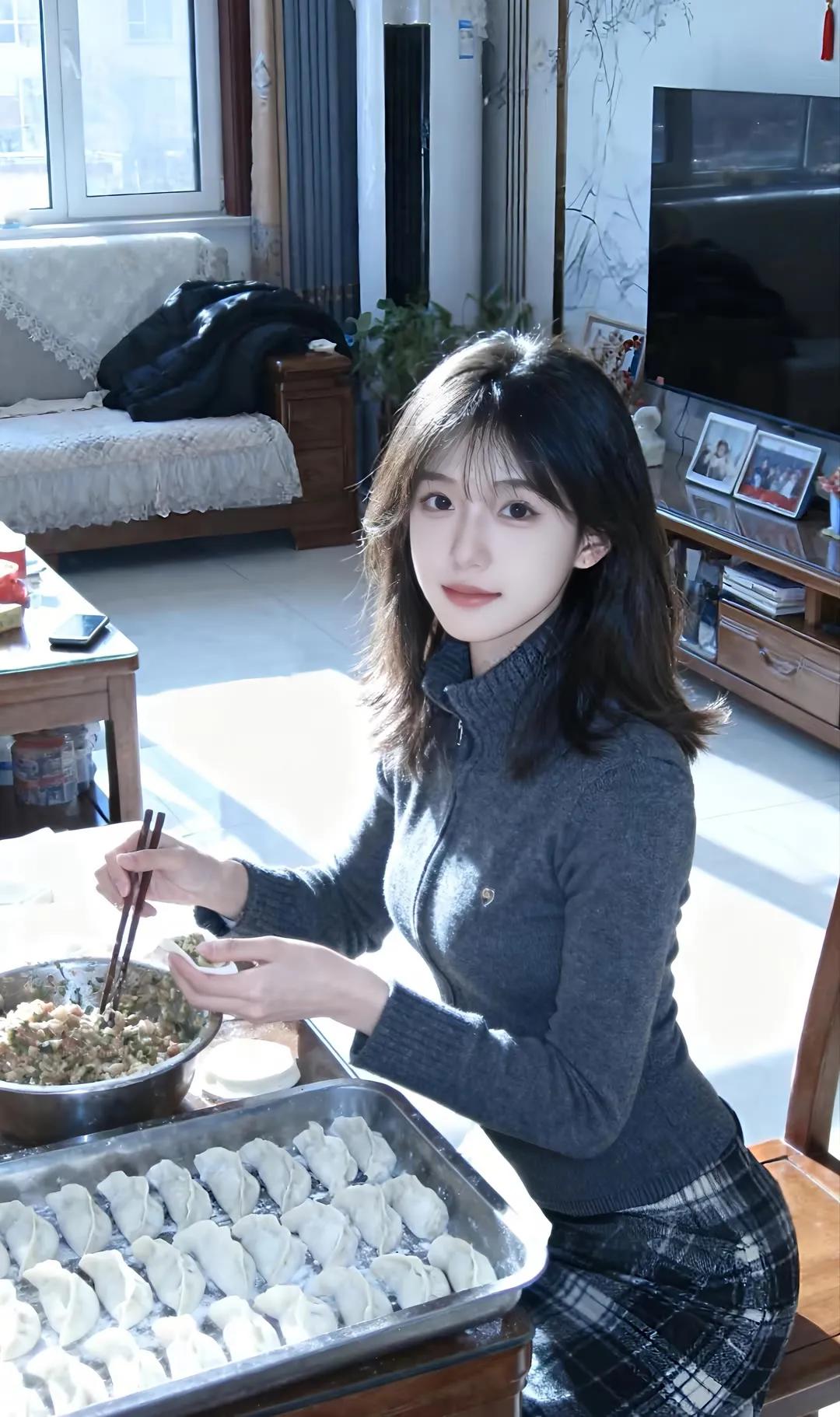 家常饺子DIY，温暖冬日里的美味时光街拍高清美女