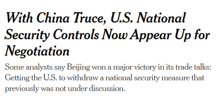 纽约时报引用一些分析人士的话称,北京在贸易谈判中取得了一项重大胜利:那就是迫使美