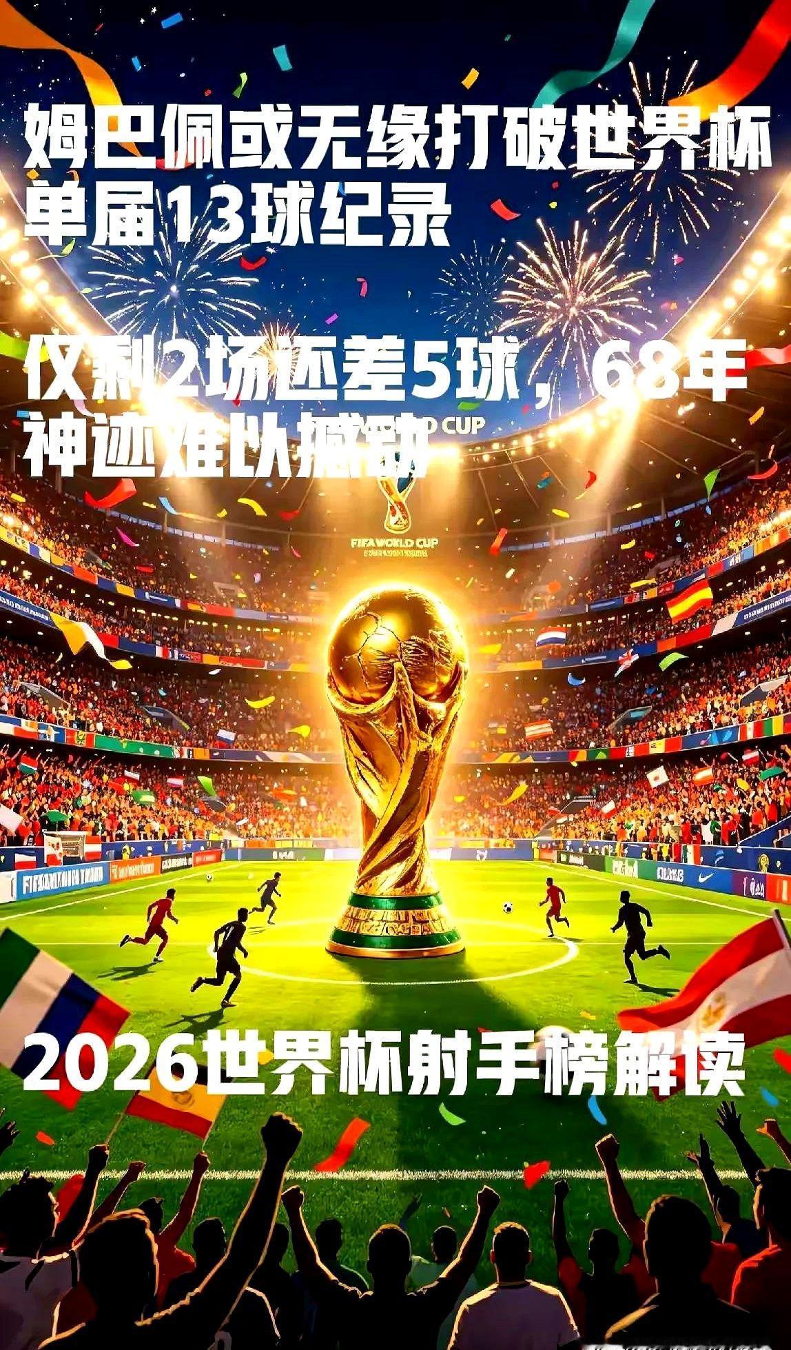 世界杯金靴，梅西恐怕要让位了。姆巴佩20场世界杯，硬生生砸进去20个球，这效