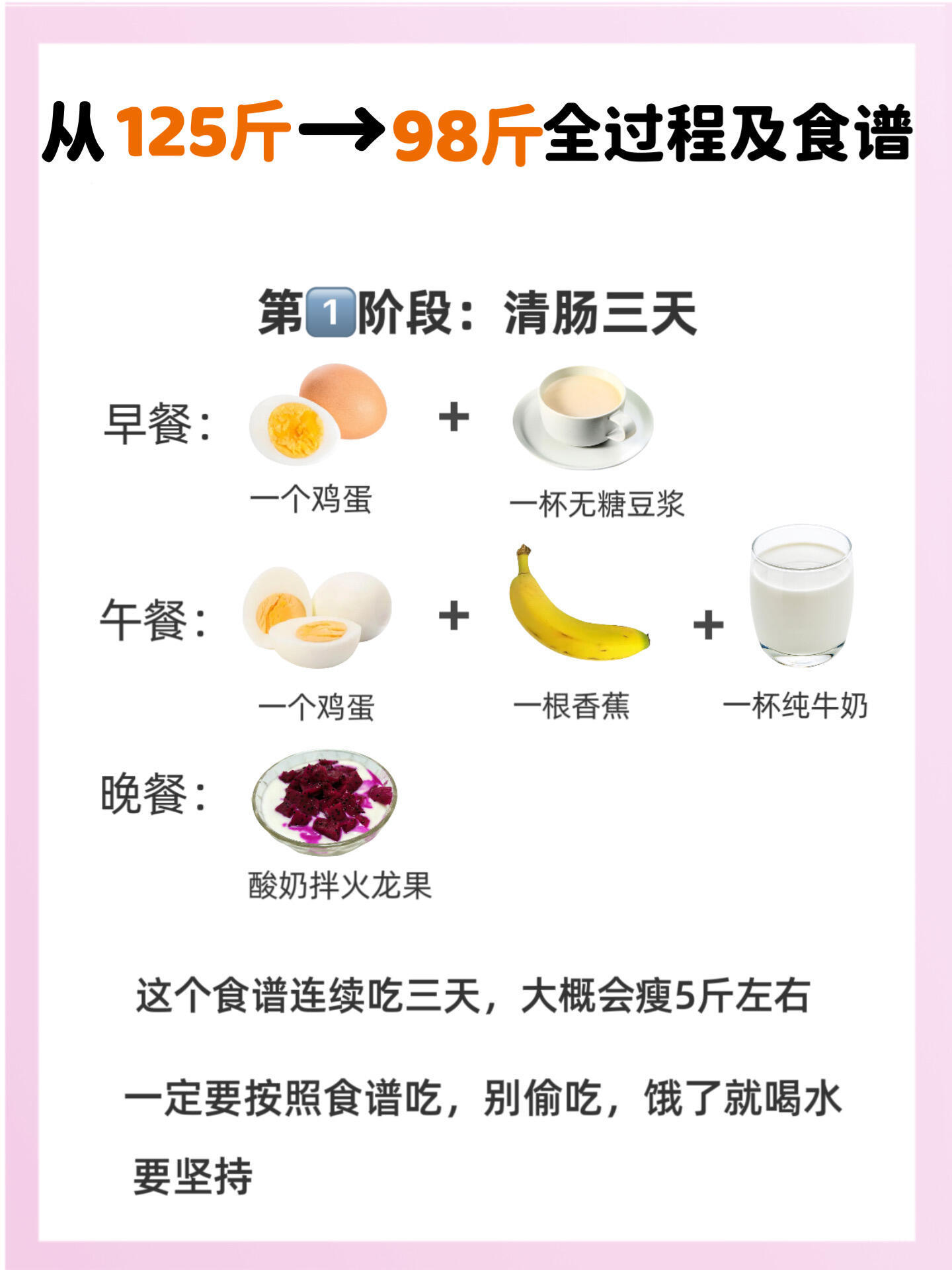 两个月瘦了27斤的减脂食谱从125斤瘦到98斤，只用了两个月‼️按照这个方法很快