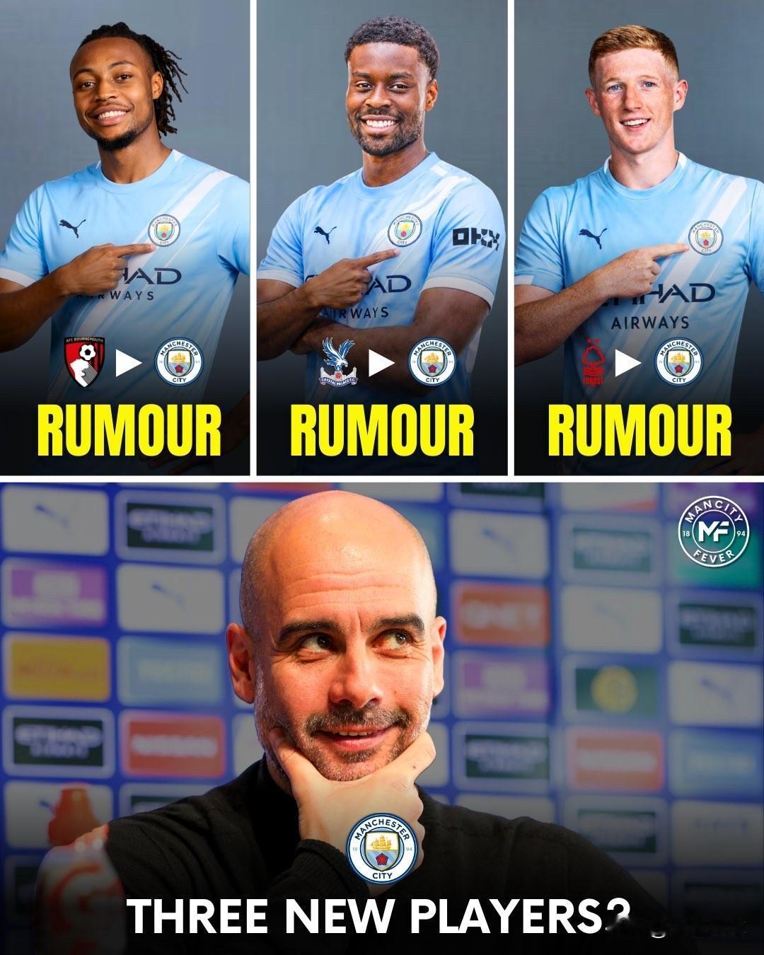 曼城的转会计划包括引进一名新边锋、一名新中卫和一名新中场。补强计划：中场方面